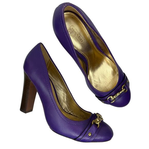 Coach Desaree Purple Block Heel Pumps Size 7.5 - Picture 1 of 8